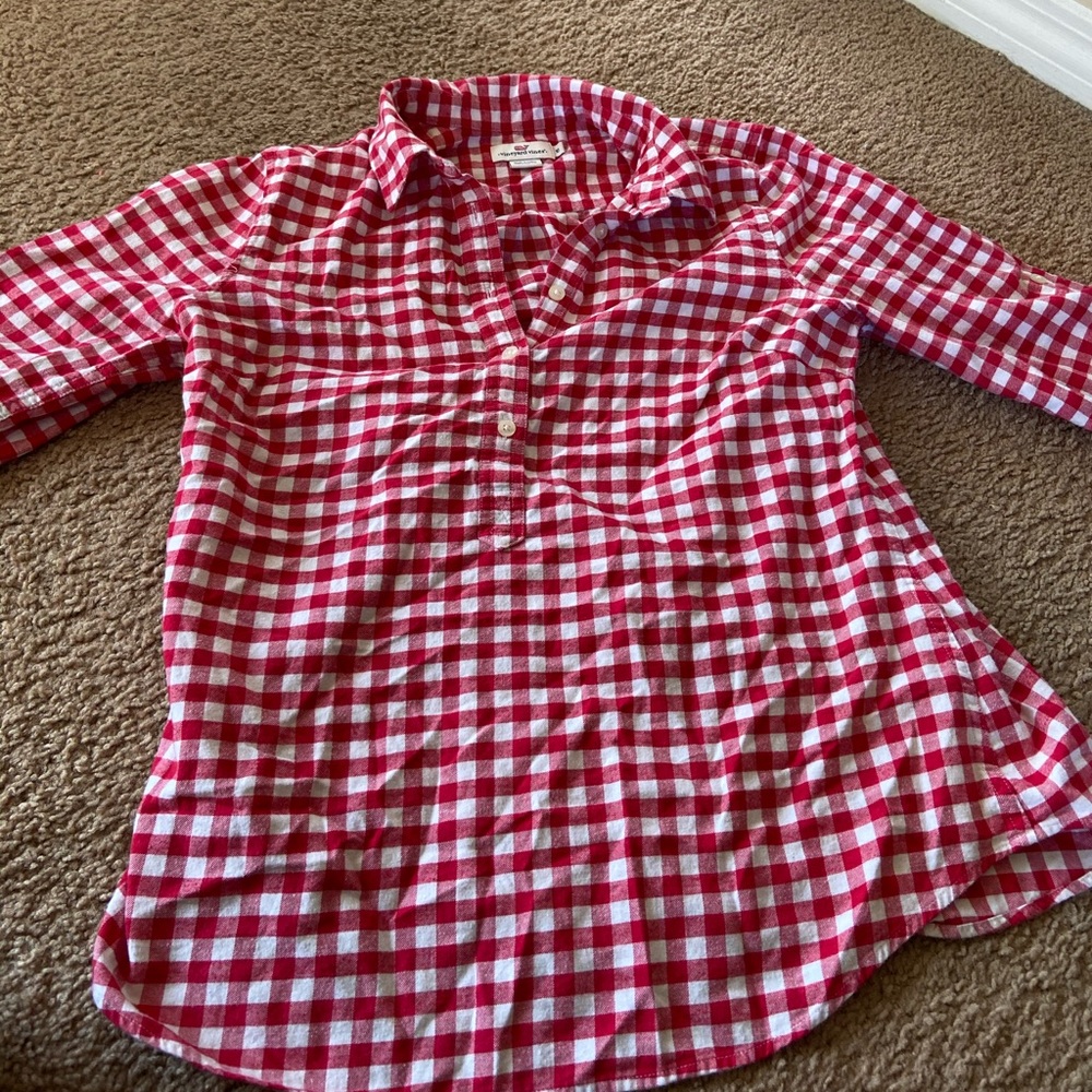 Red & white checker Vineyard Vines Quarter Sleeve